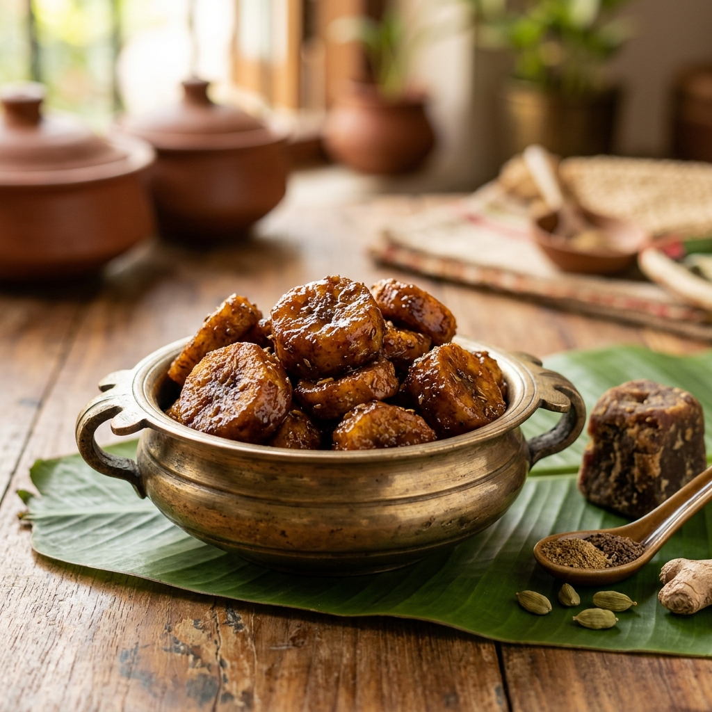 Sharkara Upperi (Jaggery Banana Chips)